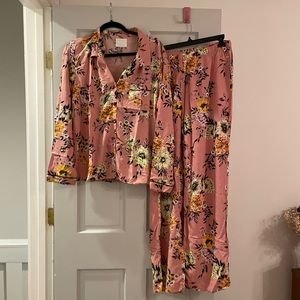 NWT pink floral 2 piece pajama set size 16